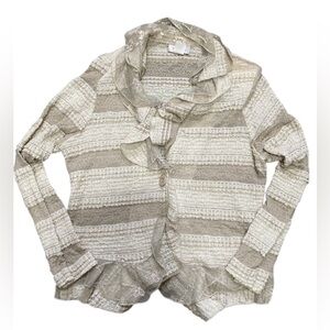 IC Collection Connie K Cardigan Ruffle Ivory Lace Button Lagenlook Boho Fairy M